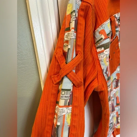 Vintage Johnny Girl 100% cotton Orange Jacket with Graphic Panels (Read) bin7 - Picture 4 of 8